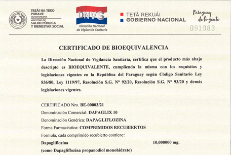 Certificado de bioequivalencia