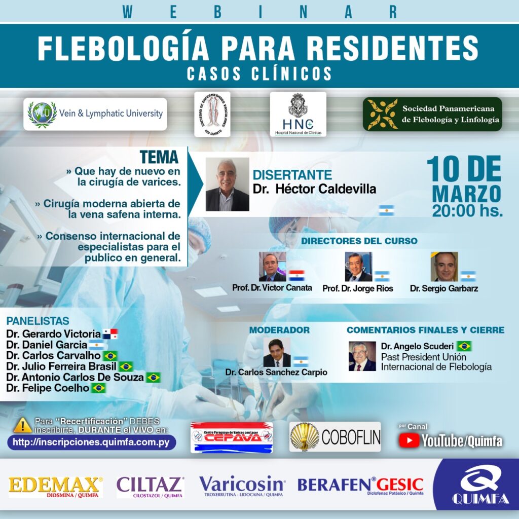 Afiche de la videoconferencia Flebología para residentes – Casos clínicos